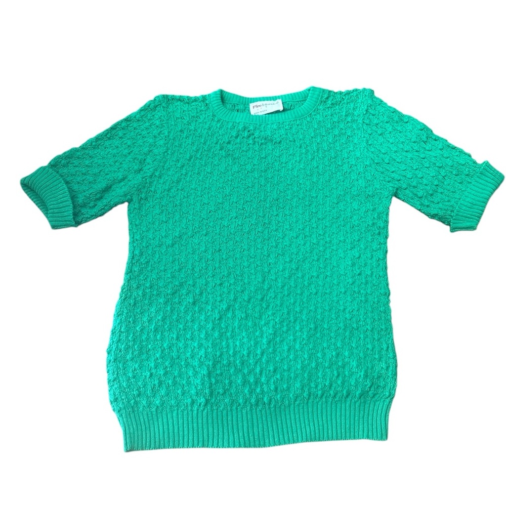Vintage 80’s Green Crew Neck Sweater with Textured Knit by Fire Islander Small